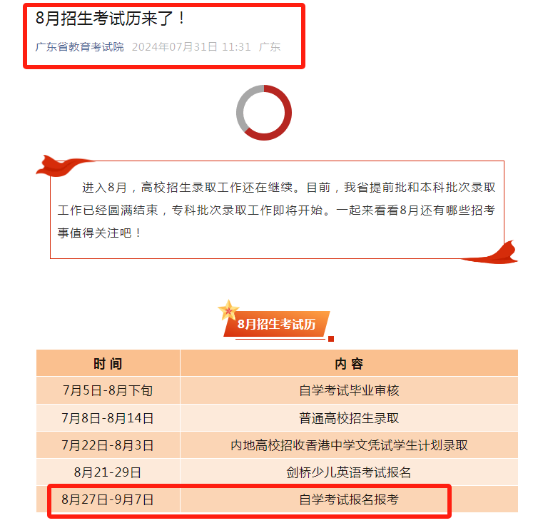 2024年10月广东自考报名时间来了